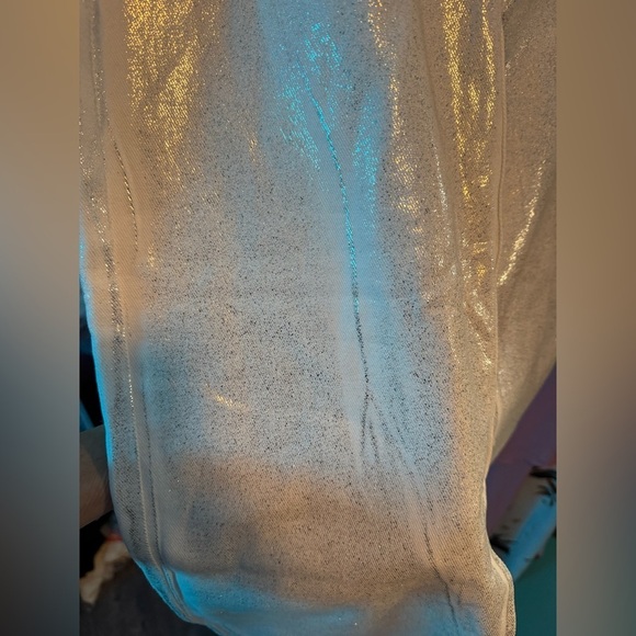 Boohoo WHITE WITH METALLIC COATED SPLIT FRONT DENIM MAXI SKIRT - Picture 9 of 16